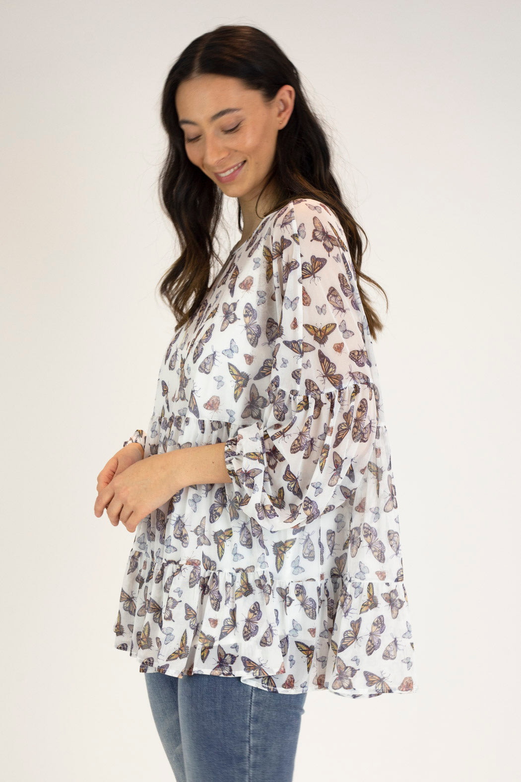 Butterfly Mesh Tiered Top - FINAL SALE