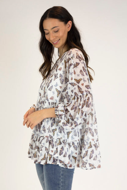 Butterfly Mesh Tiered Top - FINAL SALE