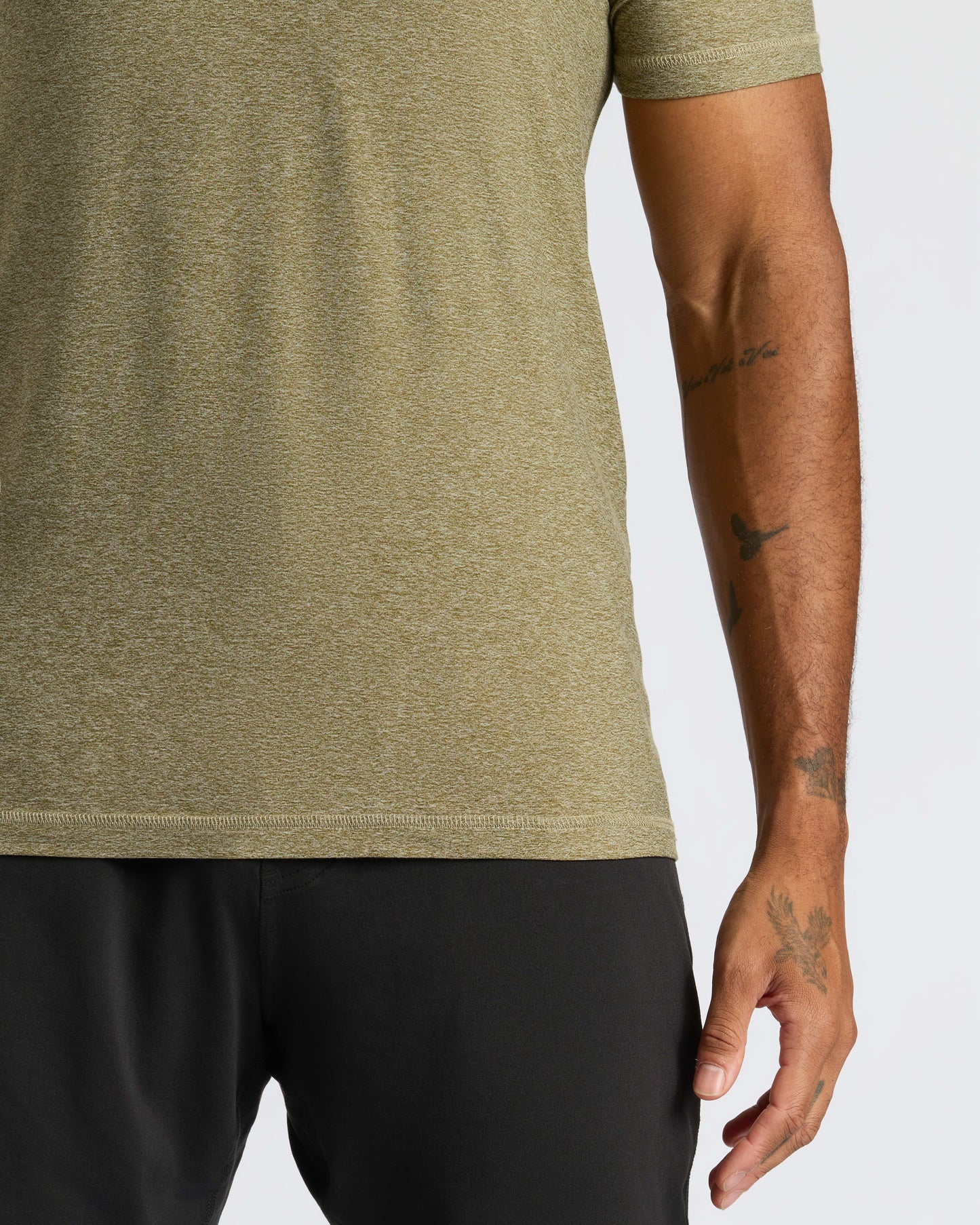 Heather Military Green Active Crew Neck Tee