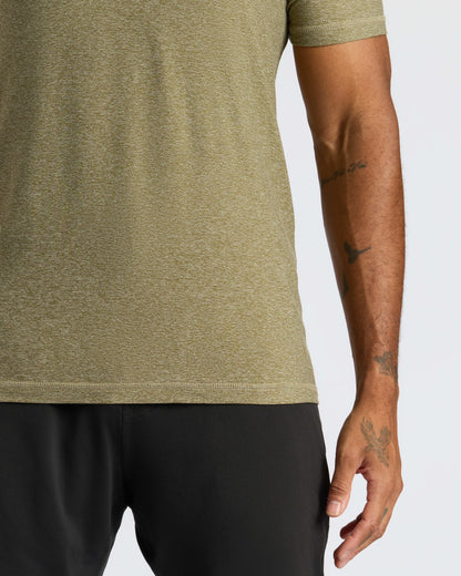 Heather Military Green Active Crew Neck Tee