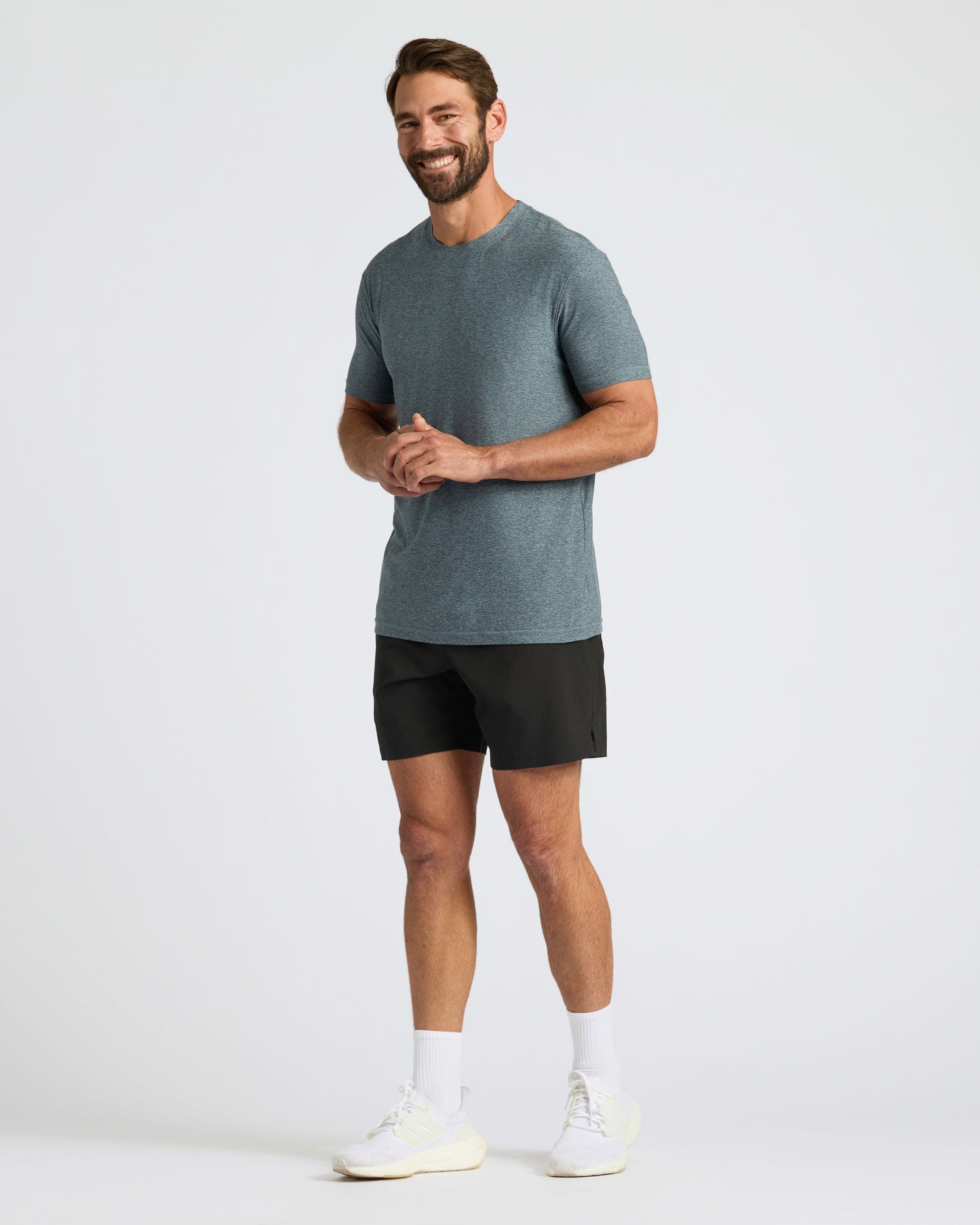 Heather Navy Active Crew Neck Tee