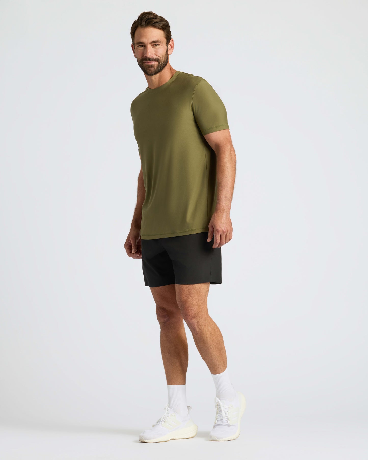 Military Green Active Crew Neck Tee