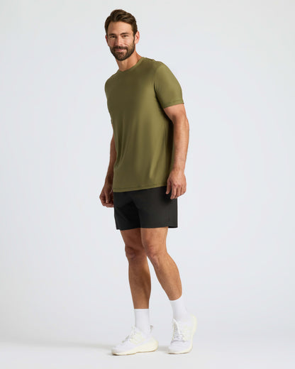 Military Green Active Crew Neck Tee