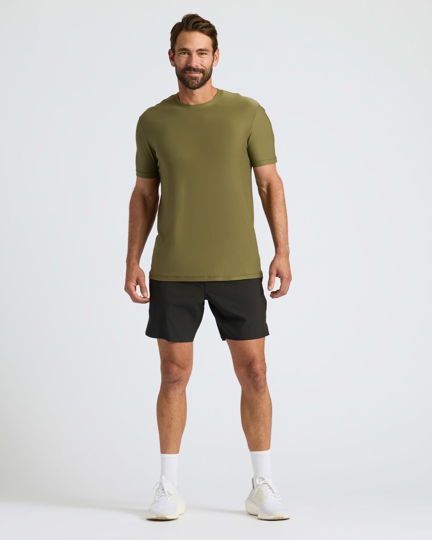 Military Green Active Crew Neck Tee