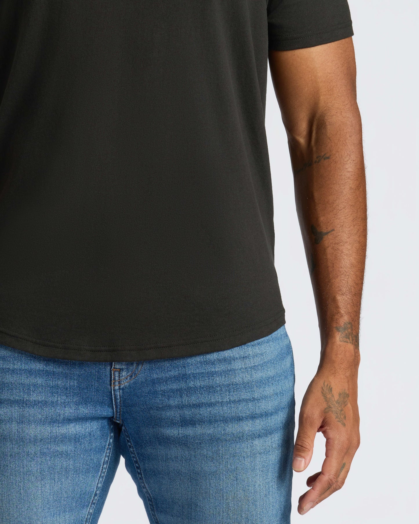 Black Curved Hem Classic Crew Neck 6-Pack