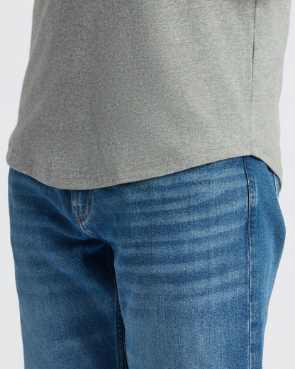Heather Gray Curved Hem Classic Crew Neck