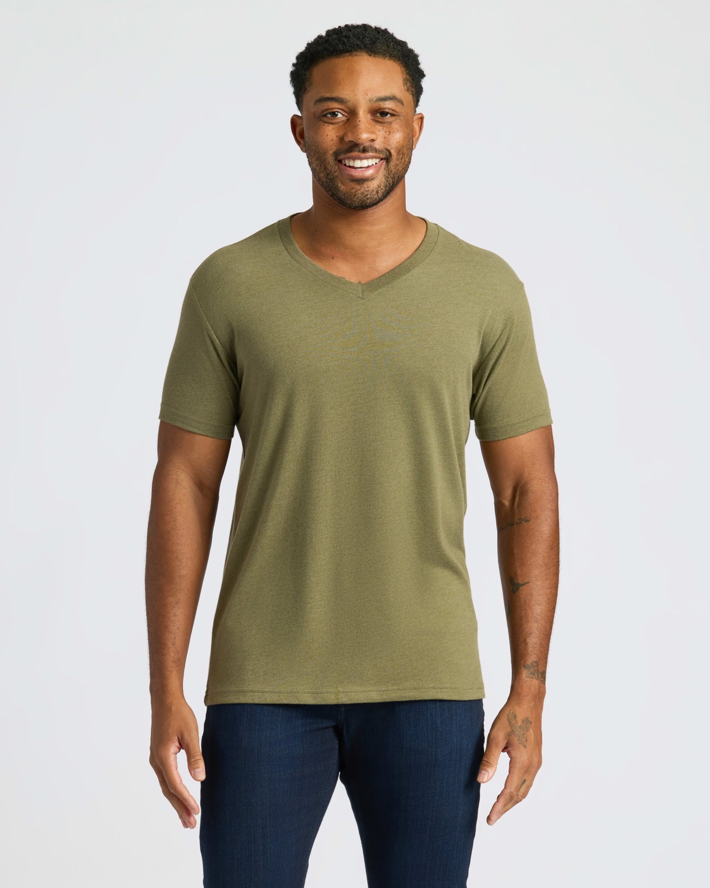 Heather Military Green Classic V-Neck