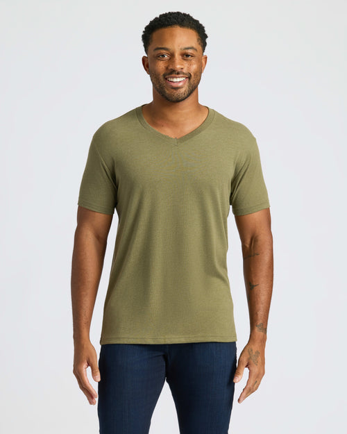 Heather Military Green Classic V-Neck