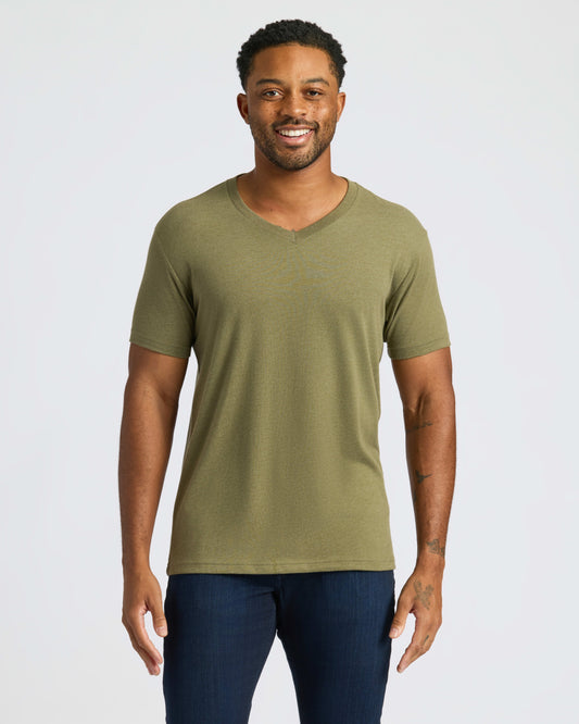 Heather Military Green Classic V-Neck