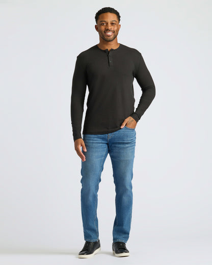 All Black Classic Henley 6-Pack