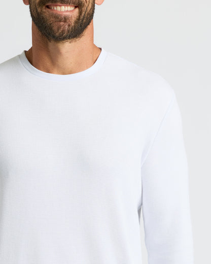 White Waffle Long Sleeve Crew Neck