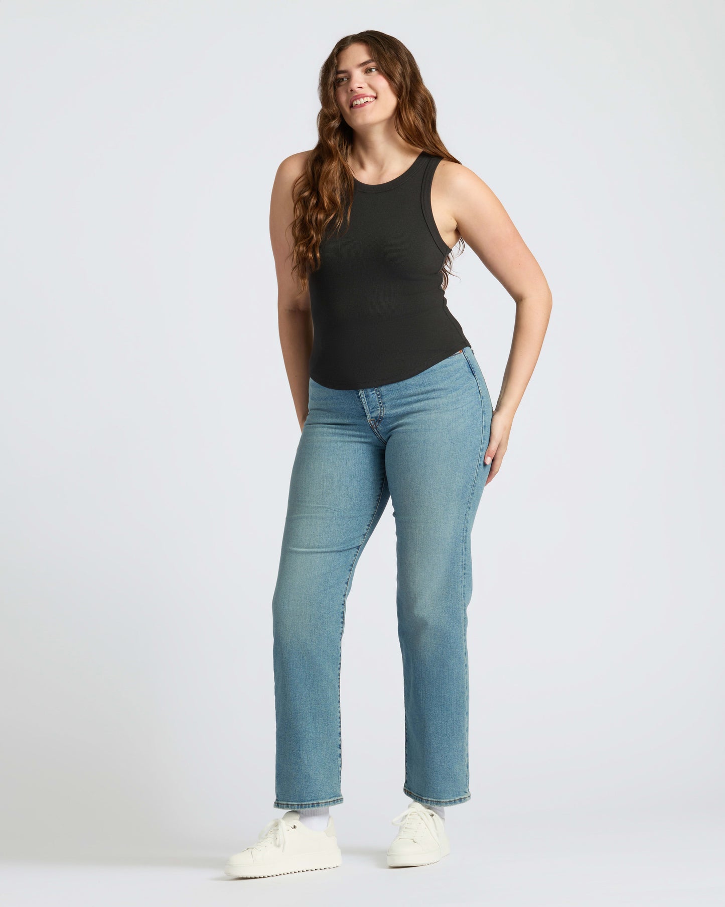 Womens Black Ribbed High Neck Tank 3-Pack
