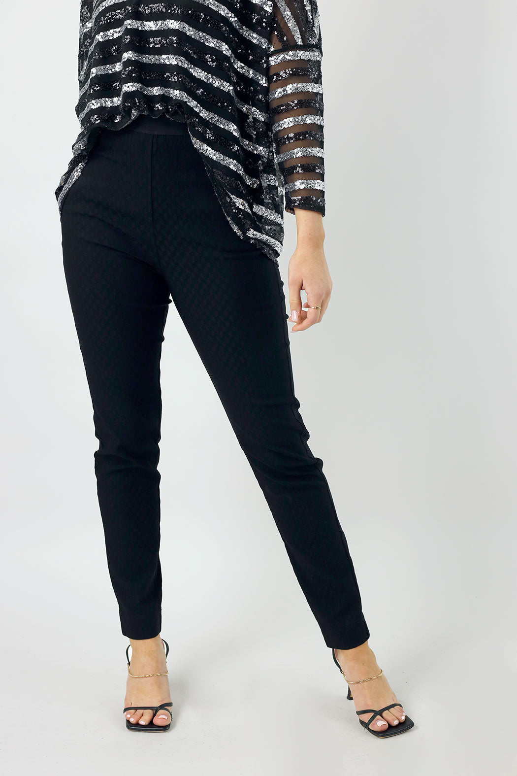 Black Houndstooth Bengaline Easy Jean - SALE