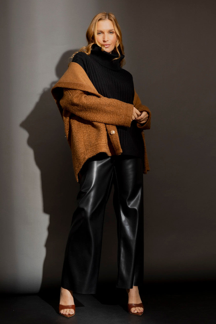 Black Faux Leather Wide Leg Pant