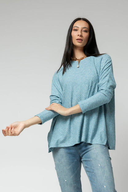 Blue Lurex Crew Neck Jumper- Sale