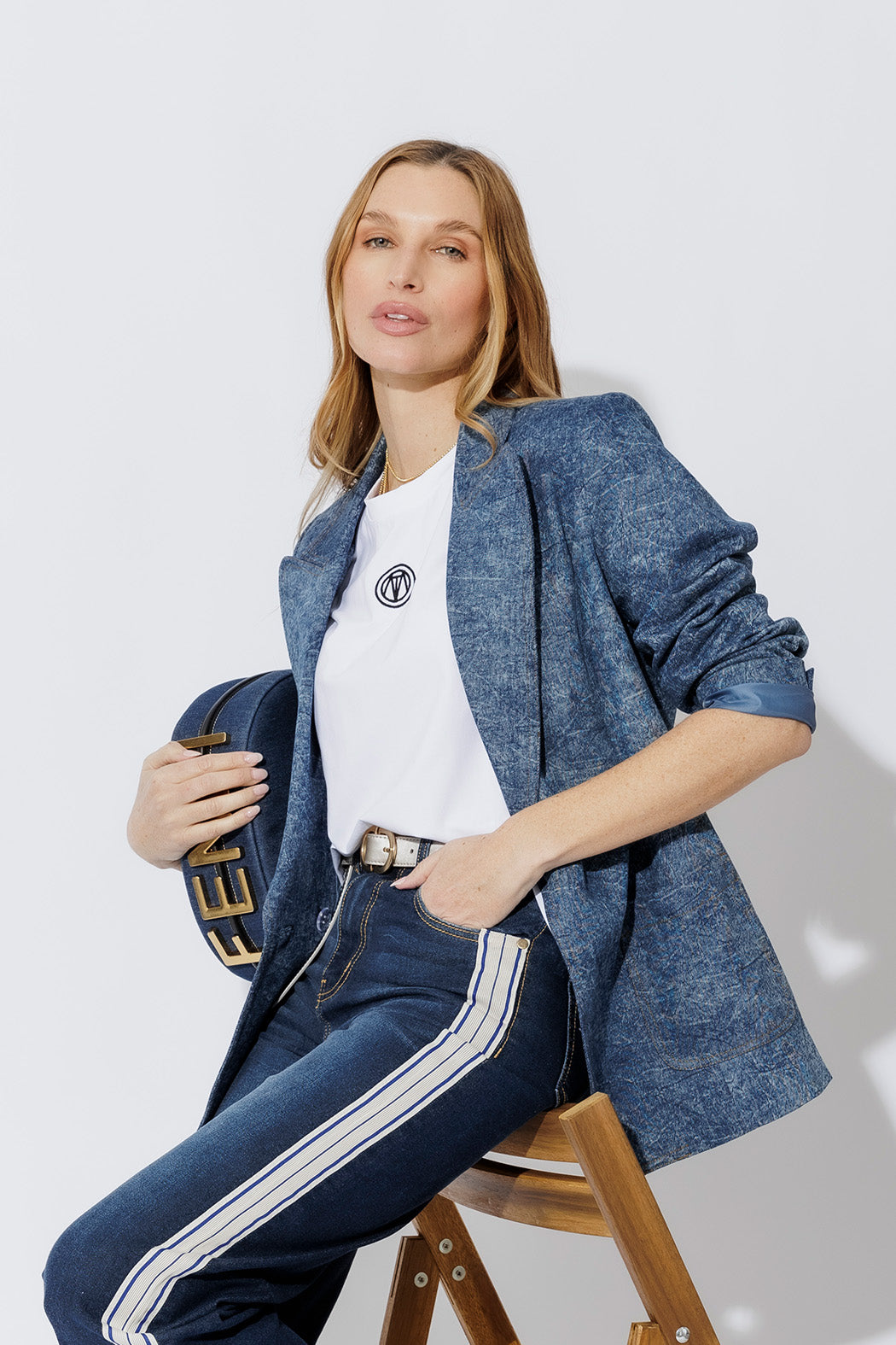 Blue Marble Denim Blazer