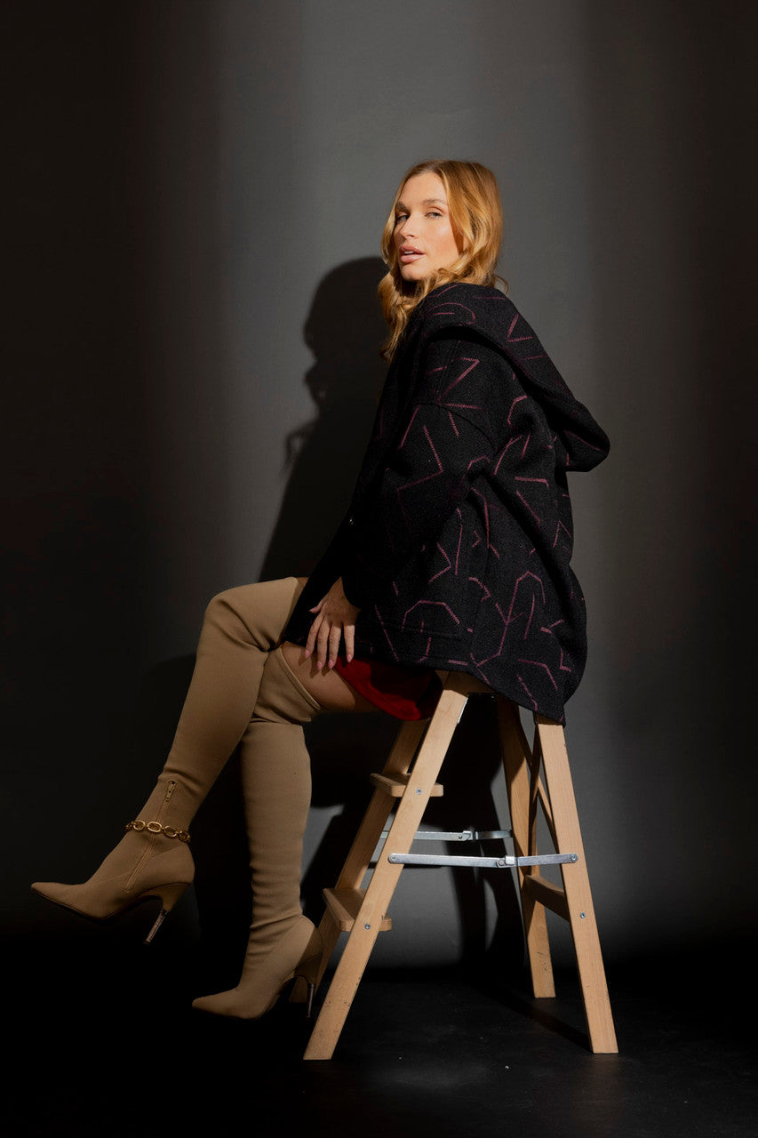 Black/Red Hooded Coat