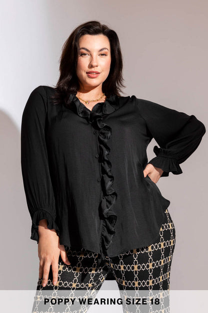 Black Double Frill Blouse