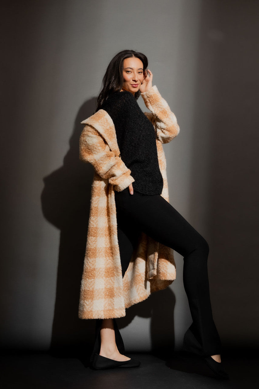 Black Fluffy V Neck Jumper