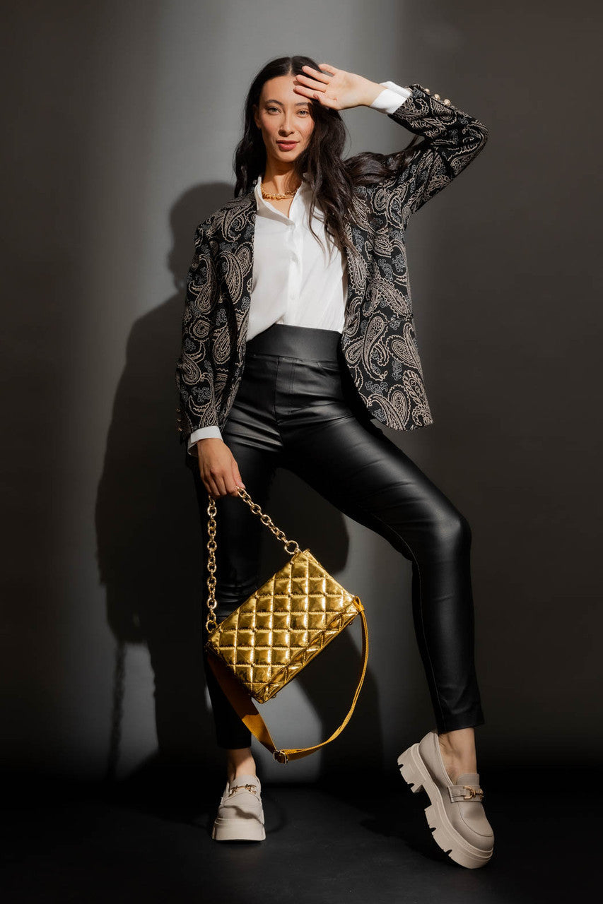 Black Paisley Oversized Blazer