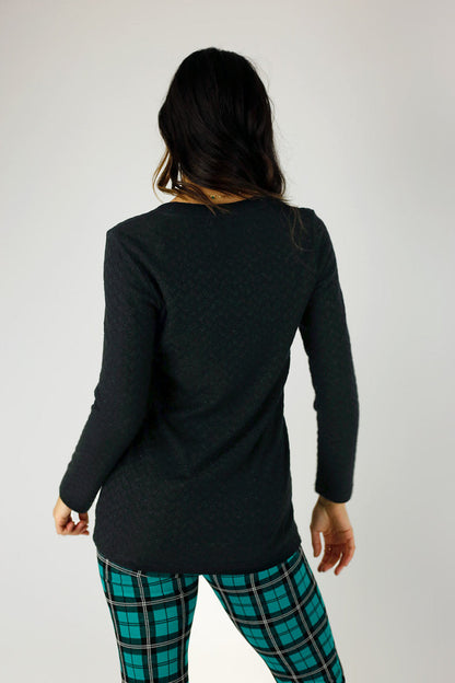 Black Sparkle V-Neck Top - FINAL SALE