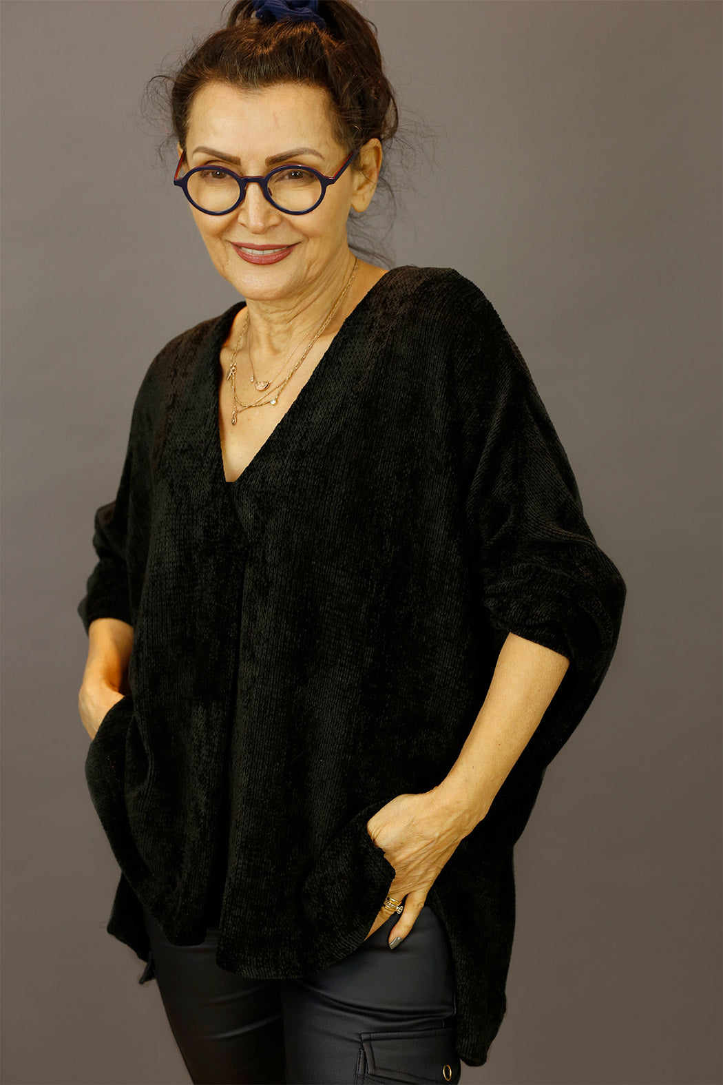 Black Velour Bronte Jumper - FINAL SALE