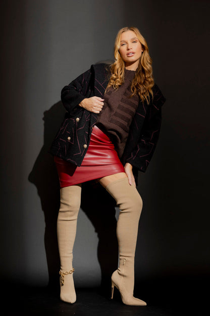 Black/Red Hooded Coat