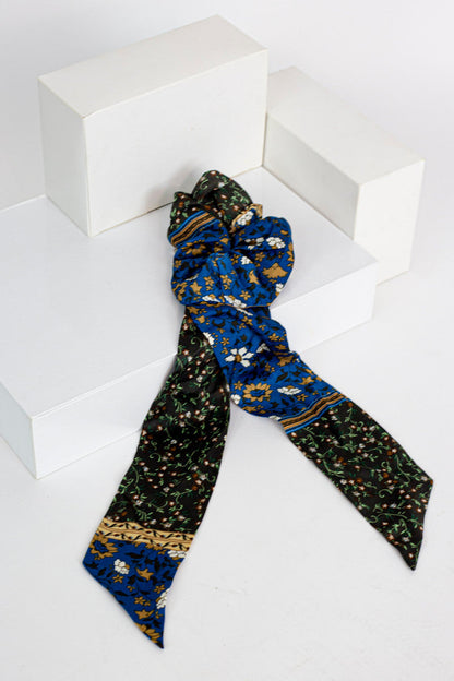 Blue Patchwork Scrunchie