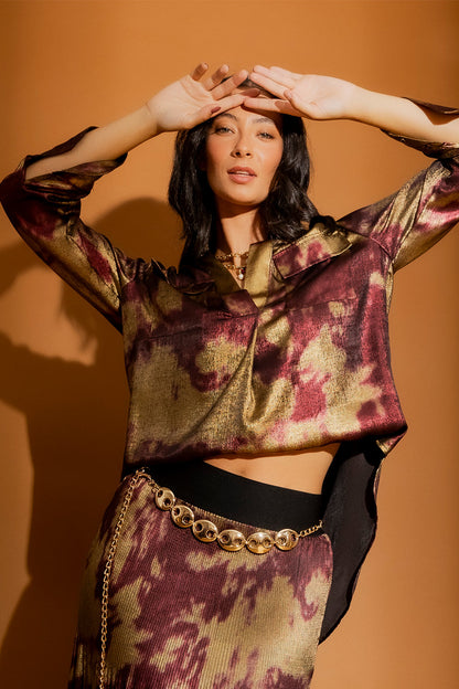 Burgundy/Gold Cargo Blogger Shirt