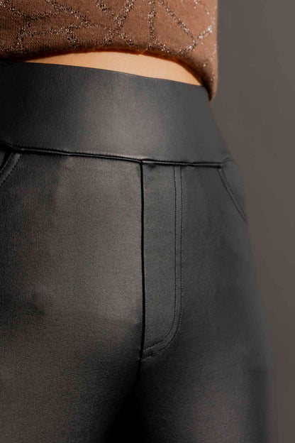 Black Waxed High Waist Pant