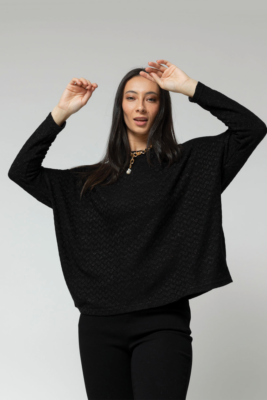 Black Lurex Crew Neck Jumper
