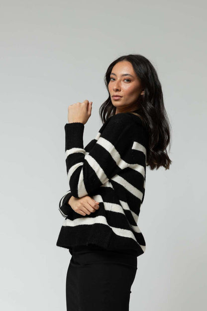 Black Ivory Chunky Stripe Knit