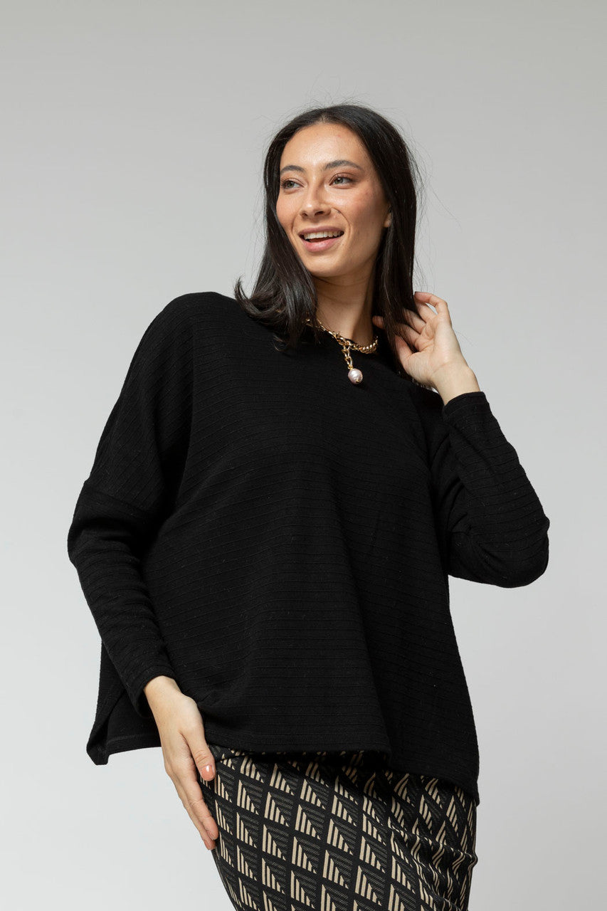 Black Ava Crew Neck Jumper