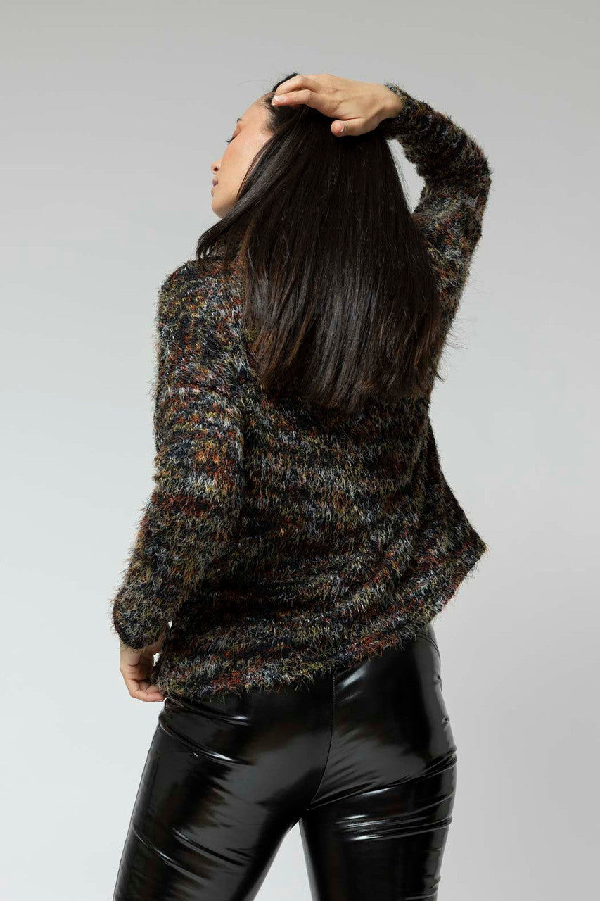 Black Speckle Fluffy Roll Neck Jumper