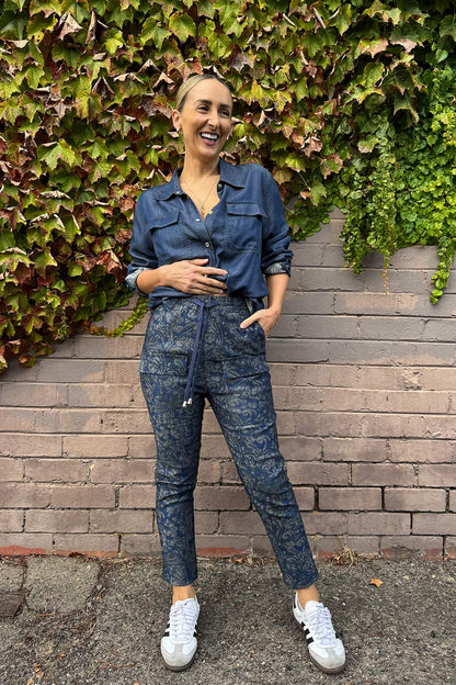 Blue Paisley Cargo Jogger Pant Blue Paisley
