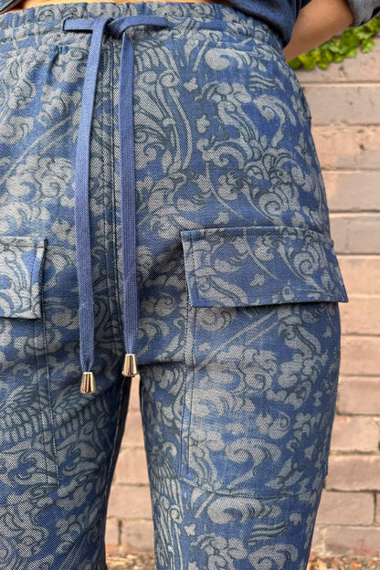Blue Paisley Cargo Jogger Pant Blue Paisley