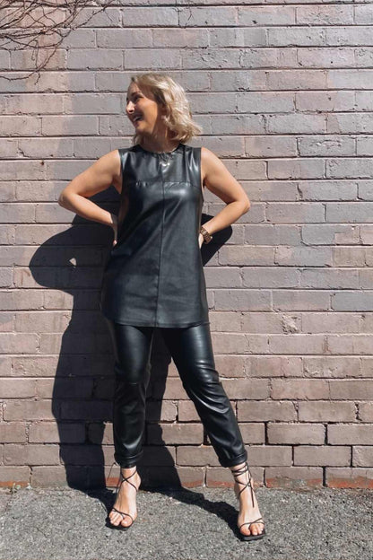 Black Vegan Leather Matrix Cami - SALE