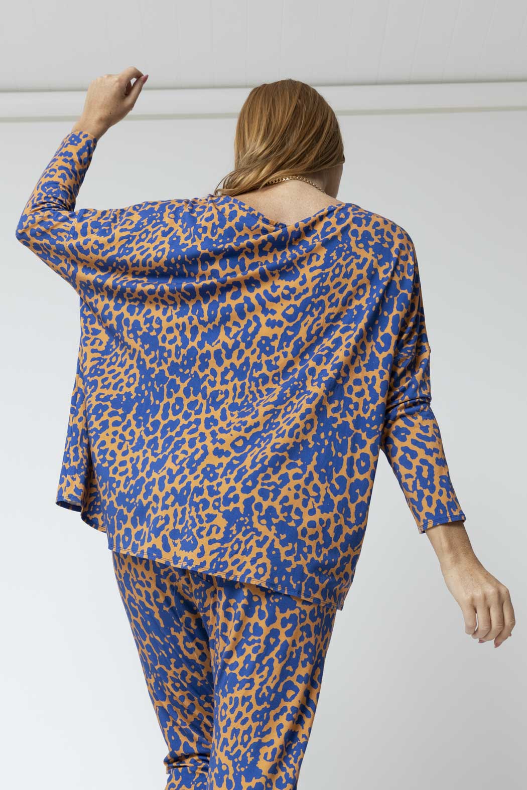 Blue Yellow Bamboo Slouch Top - Final Sale