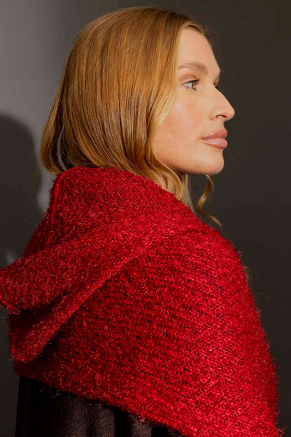 Burgundy Hoodie Scarf Burgundy O/S