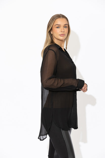 Black Viscose Charlie Shirt