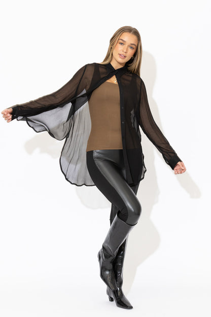 Black Viscose Charlie Shirt