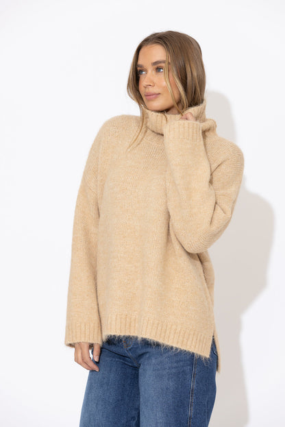 Caramel Roll Neck Jumper