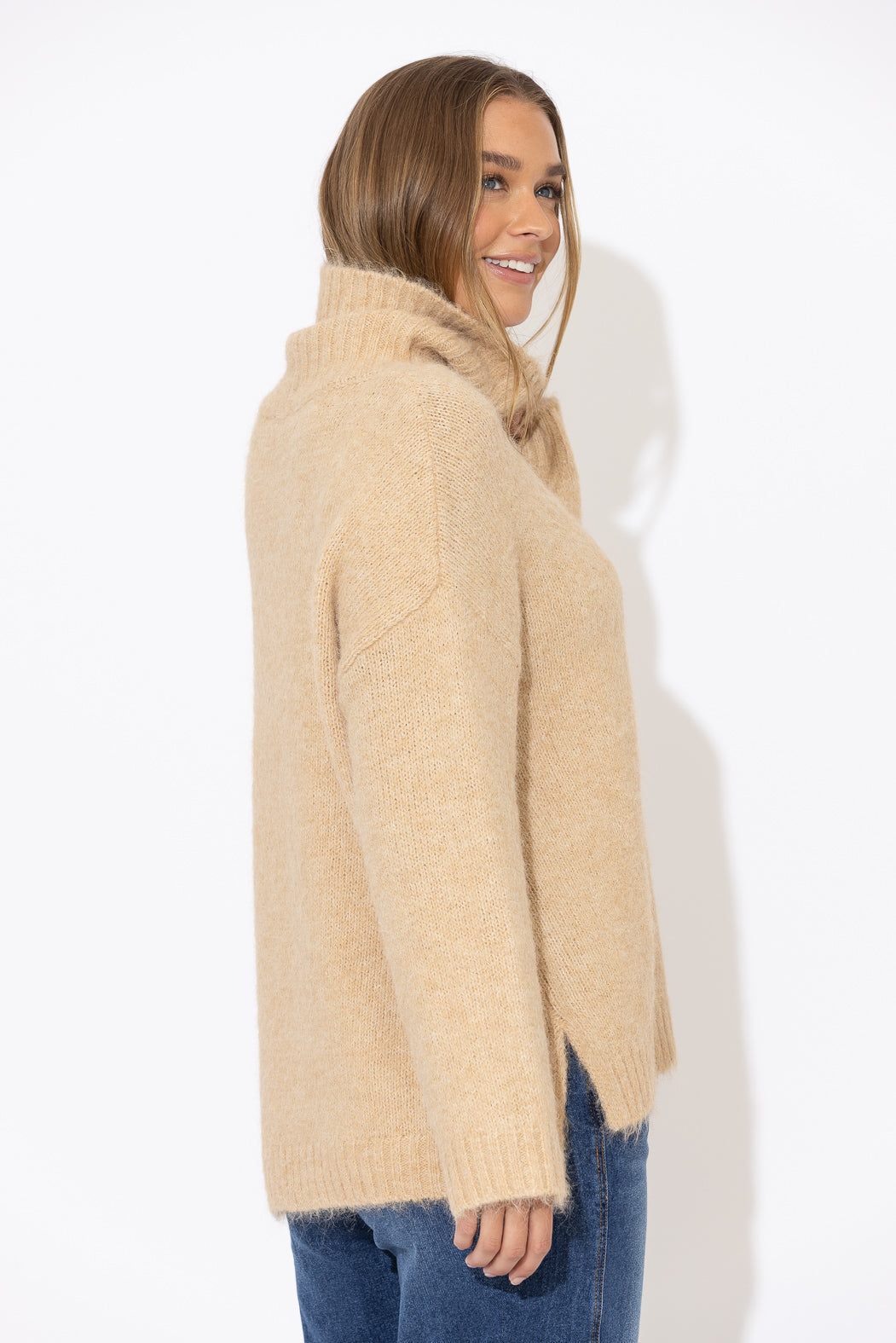 Caramel Roll Neck Jumper