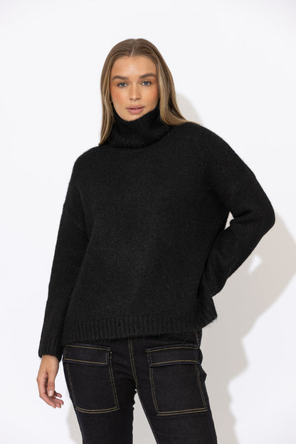 Black Roll Neck Jumper