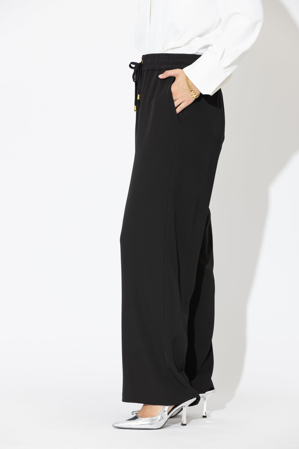 Black Drape Drawstring Pant
