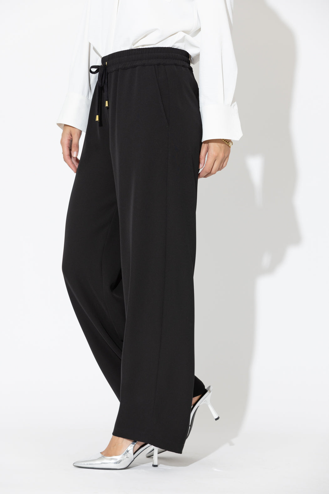 Black Drape Drawstring Pant