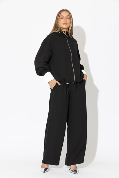 Black Drape Drawstring Pant