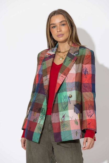 Bold Check Wrap Blazer