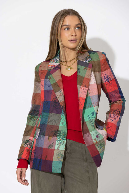Bold Check Wrap Blazer