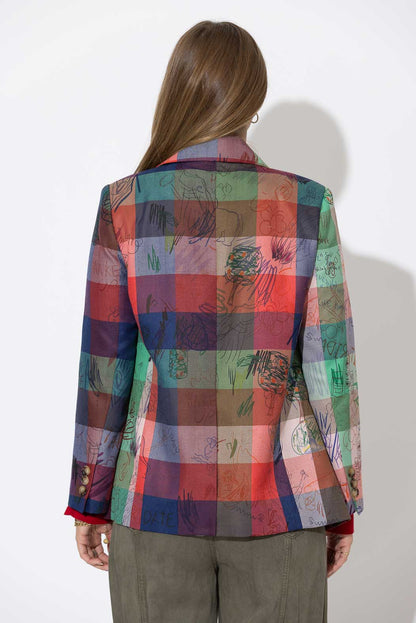Bold Check Wrap Blazer